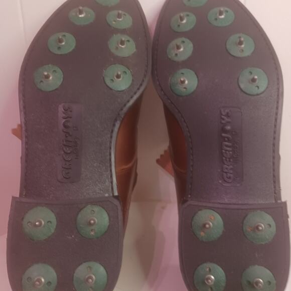 Greenjoys by Footjoy Faux leather wingtip brogue keltie spike golf shoes. Size 8 - Picture 6 of 7